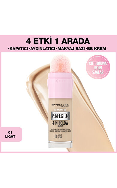 Maybelline New York Instant Perfector Glow 4 Etki 1 Arada Fondöten - 01 Light