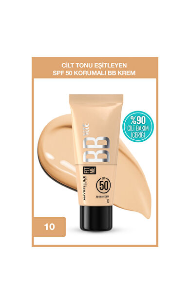 Maybelline New York Fit Me Nude Cilt Bakımı Etkili Nemlendirici SPF50 BB Krem - 10