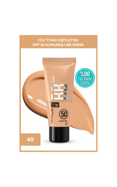 Maybelline New York Fit Me Nude Cilt Bakımı Etkili Nemlendirici SPF50 BB Krem - 40