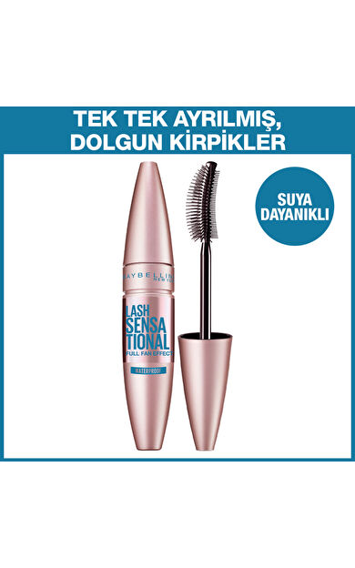 Maybelline New York Lash Sensational Yelpaze Etkili Suya Dayanıklı Siyah Maskara