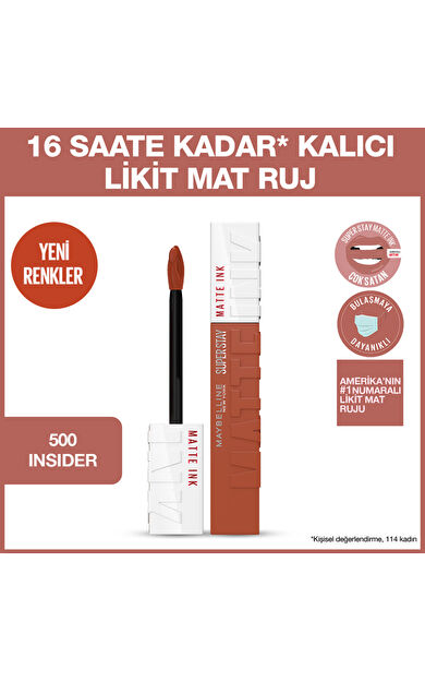 Maybelline New York Super Stay Matte Ink Likit Mat Ruj - 500 Insider