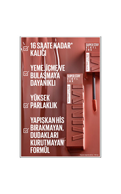 Maybelline New York Super Stay Vinyl Ink Uzun Süre Kalıcı Likit Parlak Ruj 110 Awestruck