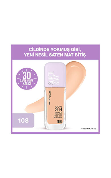 Maybelline New York Superstay Lumi Matte Foundation 108