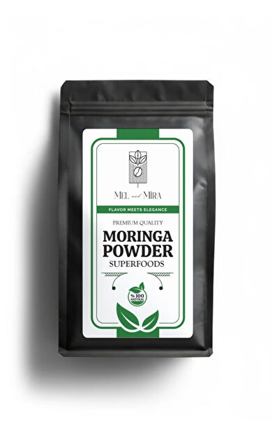 Mel and Mira Organik Moringa Tozu Çayı 50g, Premium Herbal Moringa Powder Tea ( Glutensiz, Vegan, Katkısız )