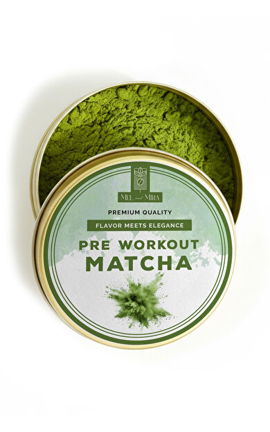 Mel and Mira Pre-Workout Matcha Powder 25g, Antrenman Öncesi Sporcu Matchası - Yüksek Enerji Destekli