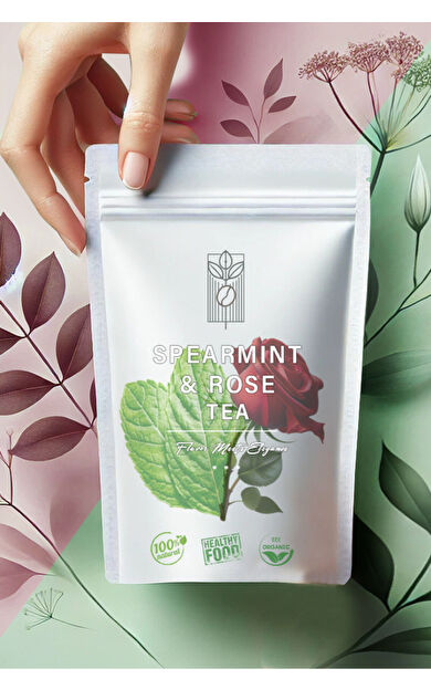 Mel and Mira Premium Rose &amp; Spearmint Tea 75g, Özel Harman Gül ve Kıvırcık Nane Çayı