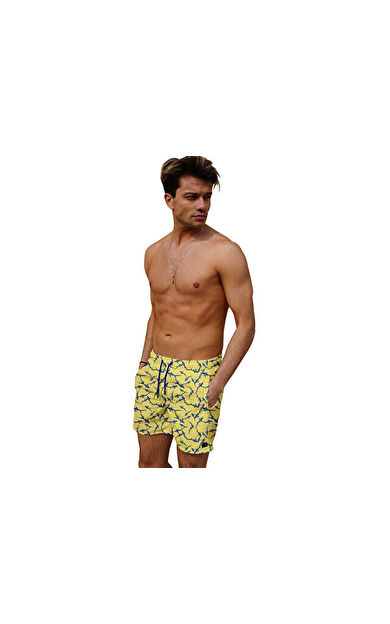 Miami Beach 195 Sarı Dijital Erkek Sort 195-SARI-DIJITAL-ERKEK-SORT Erkek Şort Mayo Sarı