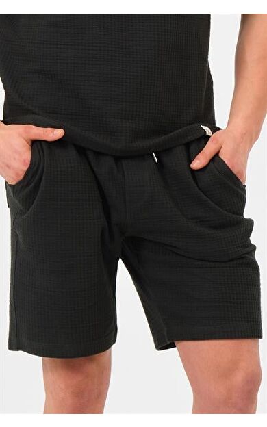 Erkek Petrol Yeşili  Oversize Cepli Recycle %100 Pamuklu Standart Boy Şort