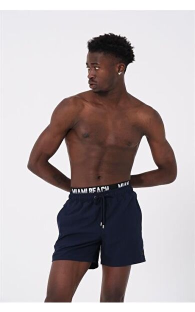 Lacivert Boxer Lastikli Standart Boy Erkek Deniz ve Havuz Şortu