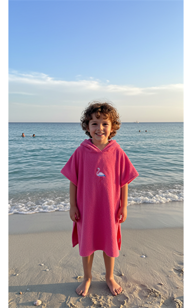 Nakış Detaylı Çocuk Panço Havlu