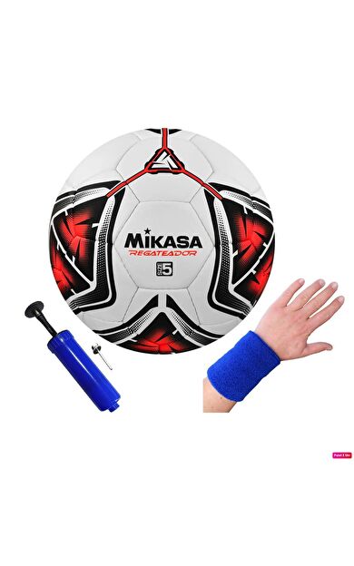 Mikasa Regateador Sentetik Deri Halı Saha Futbol Topu 5 Numara El Dikişli + Pompa + Havlu Bileklik