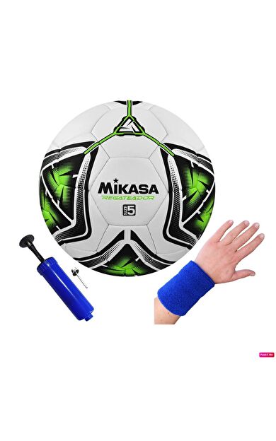 Mikasa Regateador Sentetik Deri Halı Saha Futbol Topu 5 Numara El Dikişli + Pompa + Havlu Bileklik