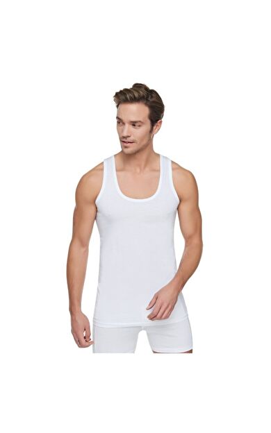 Erkek Beyaz Paket Pamuk Penye Atlet 6'lı