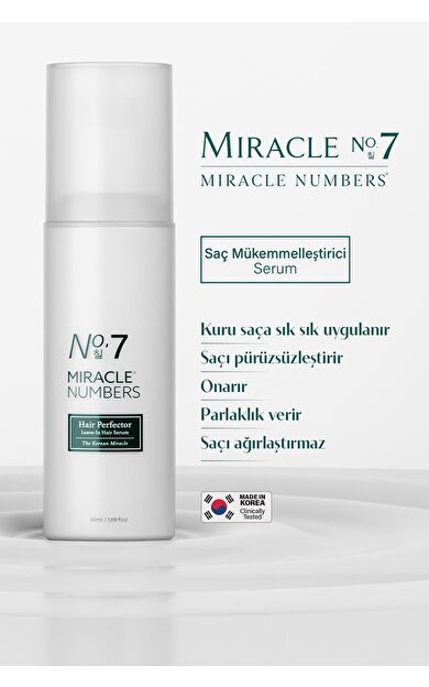 Miracle Numbers No:7 Ağırlaştırmayan Saç Bakım Serumu – Parlaklık, Yoğun Nem ve Pürüzsüz Görünüm Etkili Protein Serum 50 ml