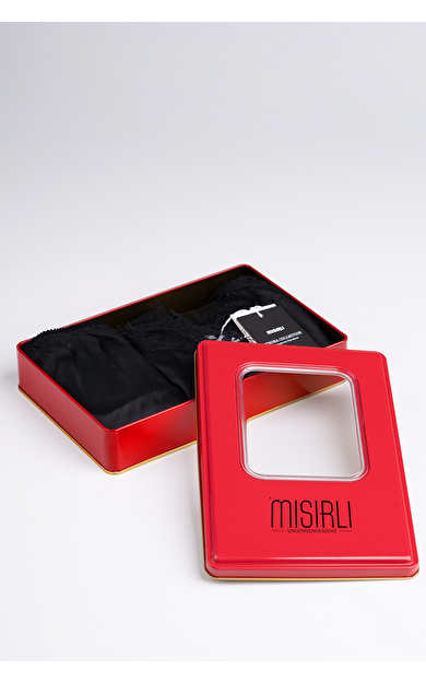 Kadın Siyah Dantelli Bambu Şort Takım Hediye Paketi