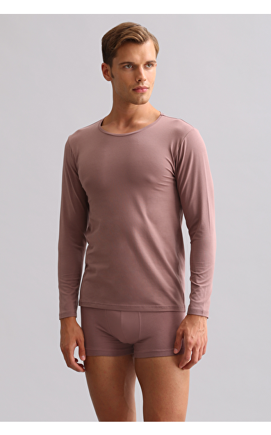 BAMBU HERCULES Slim Fit Bisiklet Yaka Uzun Kollu Erkek Fanila Lavender