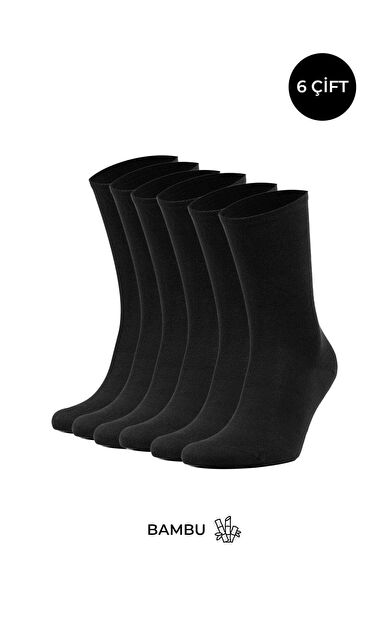 BAMBU Kadın Kutulu 6 Çift Soket Çorap Siyah