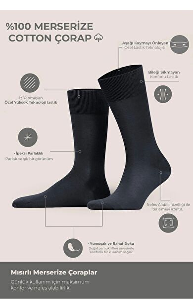 Erkek %100 Merserize 6 Çift Düz Süper İnce Soket Çorap Çok Renkli