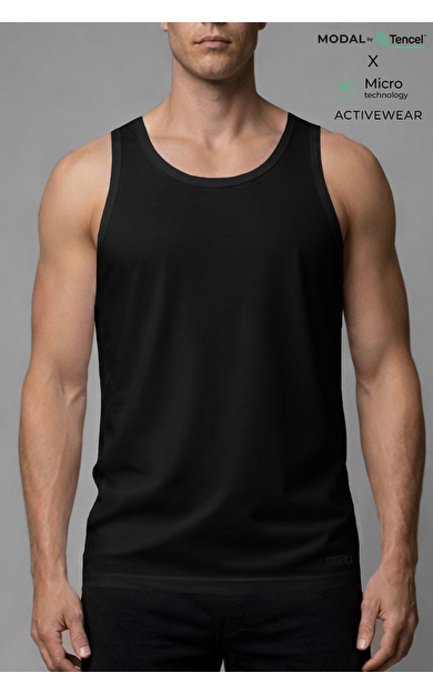 Erkek Activewear Angelino Modal By Tencel Sporcu Atlet Siyah