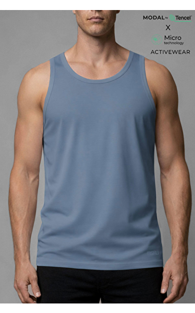 Erkek Activewear Angelino Modal By Tencel Sporcu Atlet Mavi