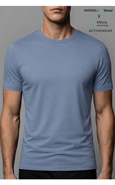Erkek Activewear Arnaldo Modal By Tencel Tişört Mavi