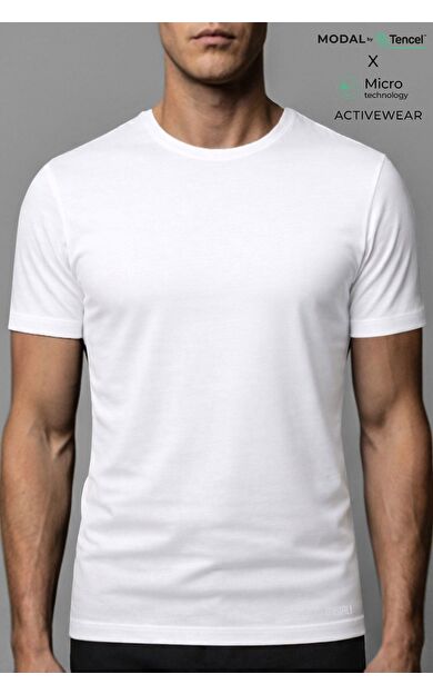 Erkek Activewear Arnaldo Modal By Tencel Tişört Beyaz