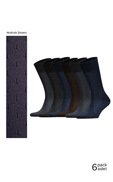 Erkek Merserize 6 Çift Noktalı Desenli Süper İnce Soket Çorap Çok Renkli