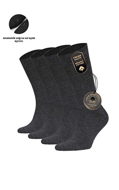 Erkek Dört Mevsim Organik Dörtlü Soket Çorap Antrasit