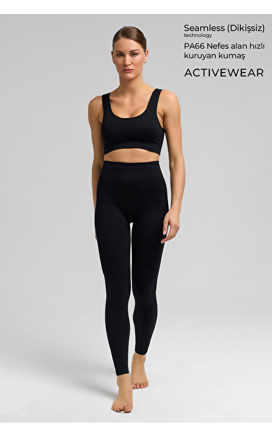 Kadın Activewear Alda Seamless Crop Siyah