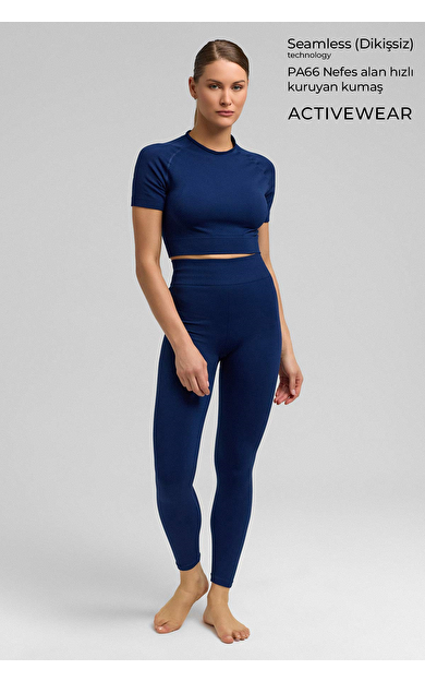 Kadın Activewear Annetta Seamless Kısa Reglan Kol Lacivert