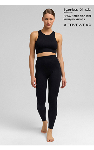 Kadın Activewear Barbara Seamless Ripli Bra Siyah