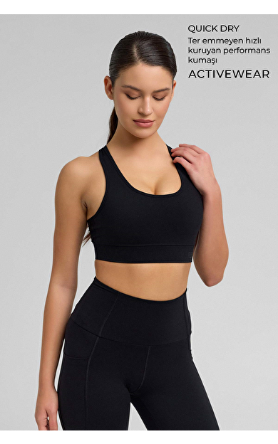 Kadın Activewear Stella Destekli Sporcu Sütyen Siyah
