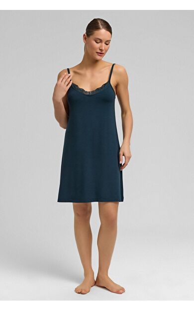 Kadın Örme İp Askılı Gecelik Antrasit