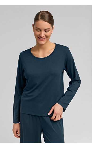 Kadın Örme Uzun Kol Tişört Antrasit