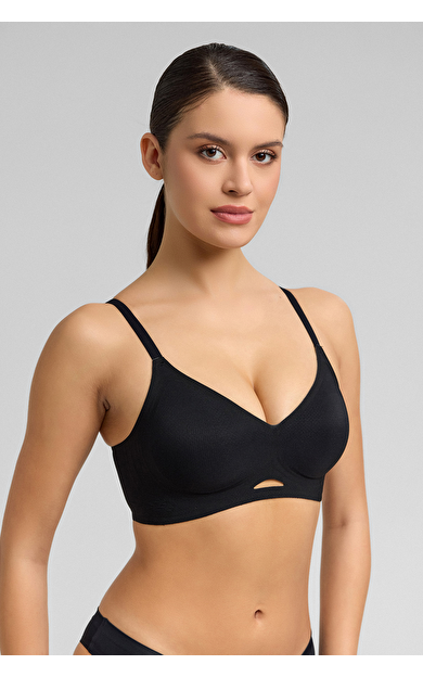 Kadın Petek Desen Hayalet Sütyen SİYAH