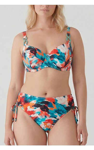 Mısırlı Aksesuarlı Balenli Büyük Beden Bikini Takım Çok Renkli