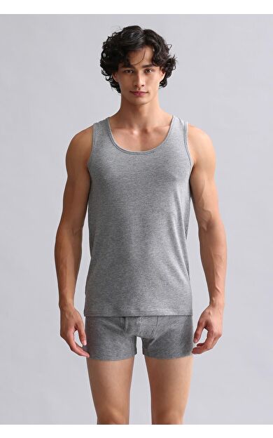 Mısırlı BAMBU HERCULES Slim Fit Basic Atlet Gri Melanj