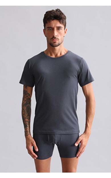 Mısırlı BAMBU HERCULES Slim Fit Bisiklet Yaka Fanila / T-Shirt Antrasit