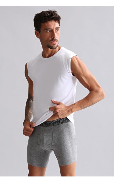 Mısırlı BAMBU HERCULES Slim Fit Bisiklet Yaka Sporcu Atlet / T-Shirt Beyaz