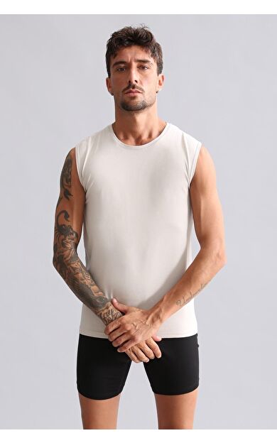 Mısırlı BAMBU HERCULES Slim Fit Bisiklet Yaka Sporcu Atlet / T-Shirt Toprak Bej