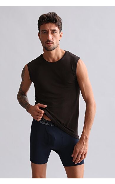 Mısırlı BAMBU HERCULES Slim Fit Bisiklet Yaka Sporcu Atlet / T-Shirt Kahverengi