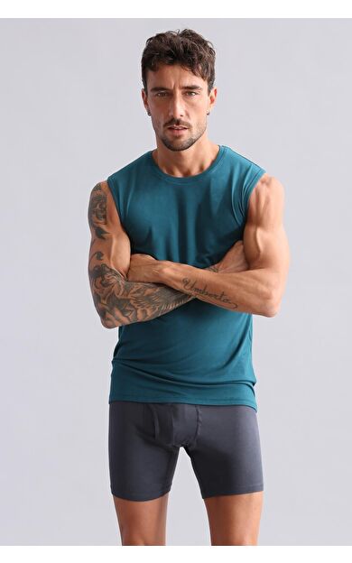 Mısırlı BAMBU HERCULES Slim Fit Bisiklet Yaka Sporcu Atlet / T-Shirt Fit Green