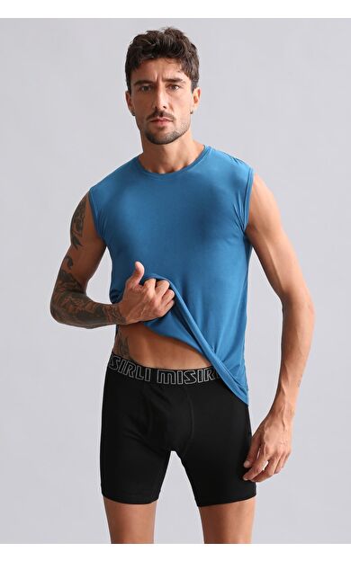 Mısırlı BAMBU HERCULES Slim Fit Bisiklet Yaka Sporcu Atlet / T-Shirt Petrol