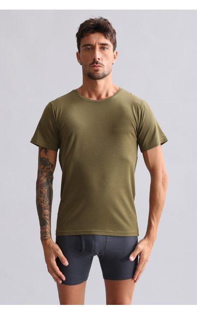 Mısırlı BAMBU HERCULES Slim Fit Bisiklet Yaka Fanila Koyu Haki