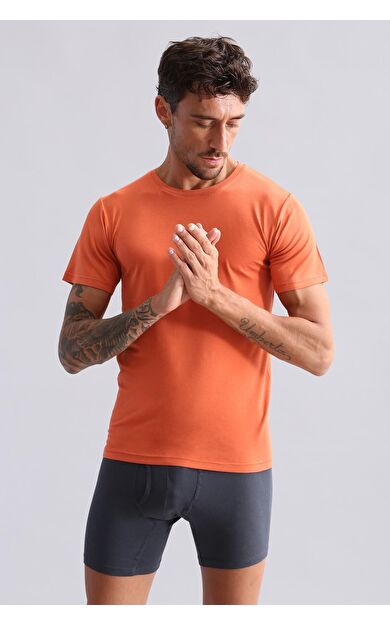 Mısırlı BAMBU HERCULES Slim Fit Bisiklet Yaka Fanila / T-Shirt Pas Kırmızı