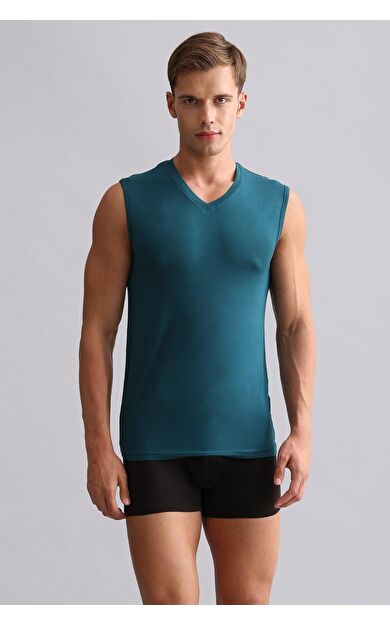 Mısırlı BAMBU HERCULES Slim Fit V Yaka Sporcu Atlet / T-Shirt Fit Green