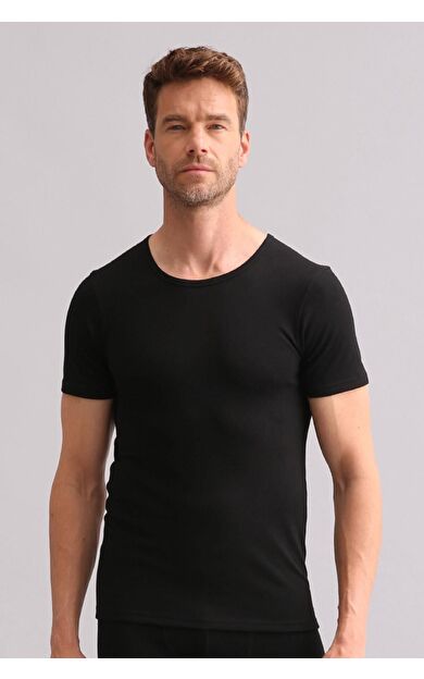 Mısırlı BAMBU TERMAL Bisiklet Yaka Fanila / T-Shirt Siyah