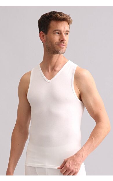 Mısırlı BAMBU TERMAL V Yaka Sporcu Atlet / T-Shirt Ekru