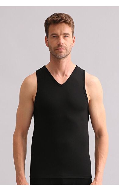 Mısırlı BAMBU TERMAL V Yaka Sporcu Atlet / T-Shirt Siyah