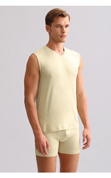 Mısırlı BAMBU ZEUS LUXURY Regular Fit V Yaka Sporcu Atlet / T-Shirt Haki Ada